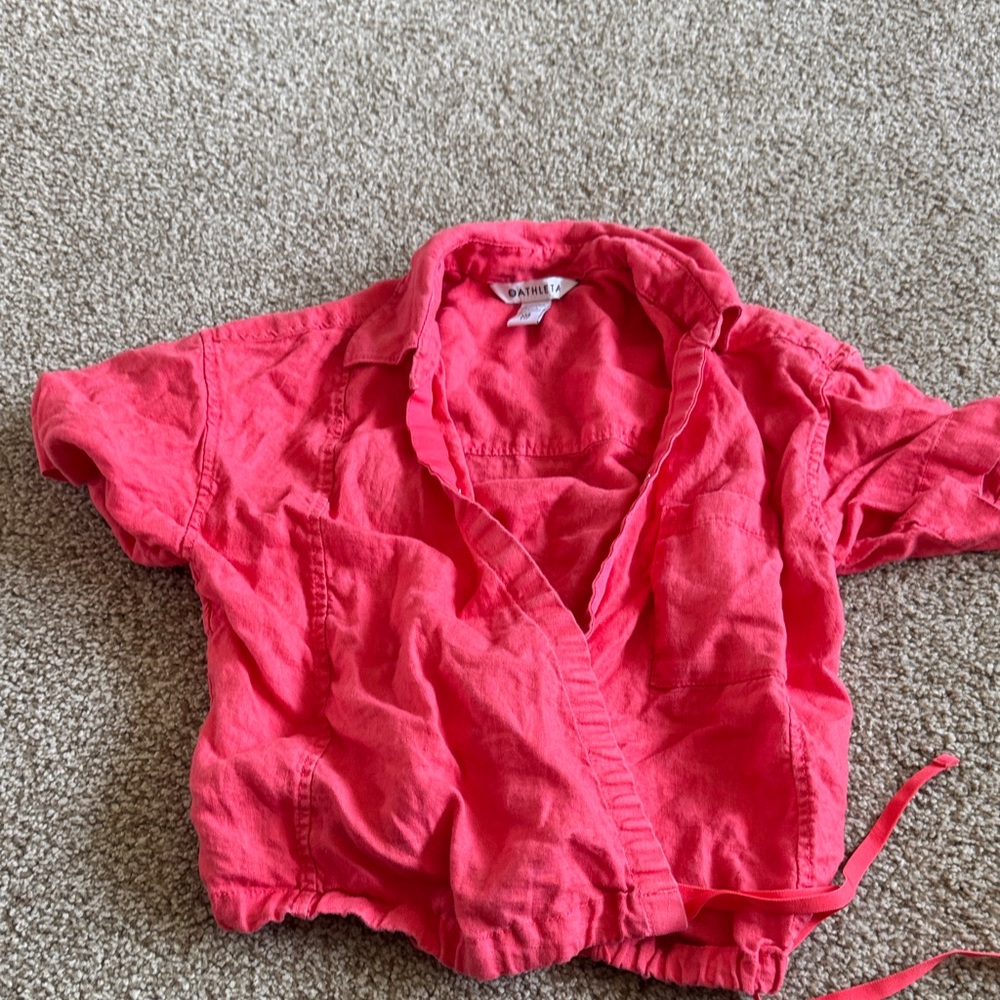 Athleta Coral-Red Wrap Crop Top